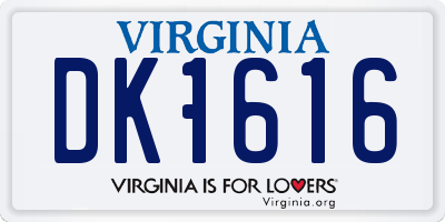 VA license plate DK1616