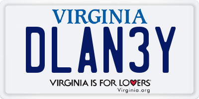 VA license plate DLAN3Y