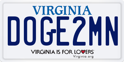 VA license plate DOGE2MN