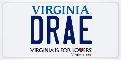 VA license plate DRAE
