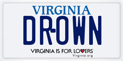 VA license plate DROWN