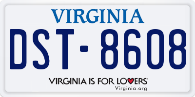 VA license plate DST8608