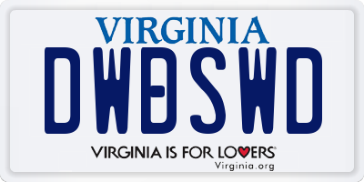 VA license plate DWDSWD
