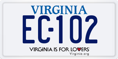 VA license plate EC102