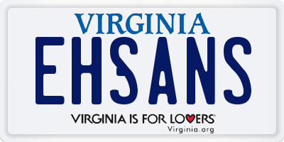 VA license plate EHSANS