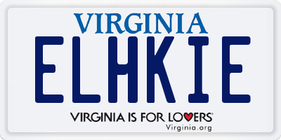 VA license plate ELHKIE