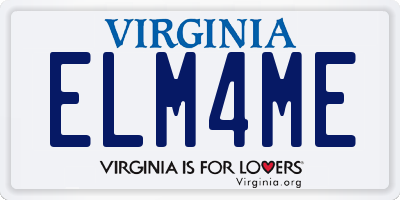 VA license plate ELM4ME