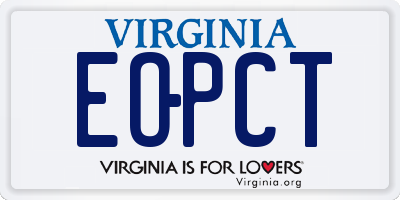 VA license plate EOPCT