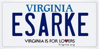 VA license plate ESARKE