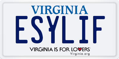 VA license plate ESYLIF