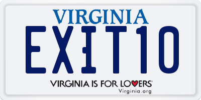 VA license plate EXIT10