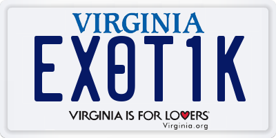VA license plate EXOT1K