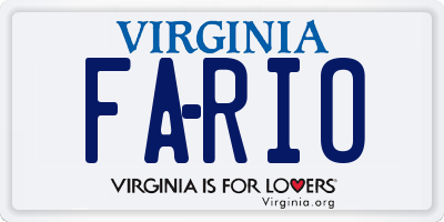 VA license plate FARIO