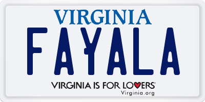 VA license plate FAYALA