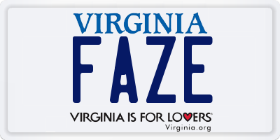 VA license plate FAZE