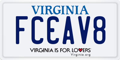VA license plate FCCAV8