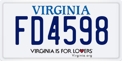 VA license plate FD4598