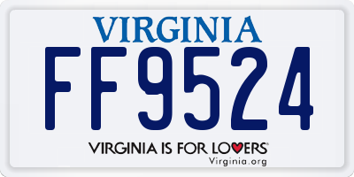 VA license plate FF9524