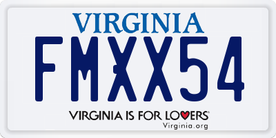 VA license plate FMXX54