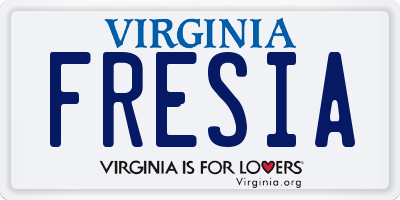 VA license plate FRESIA