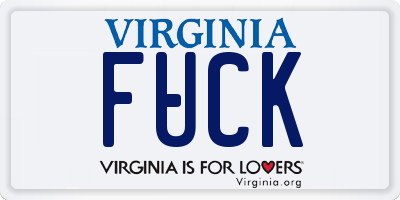 VA license plate FUCK