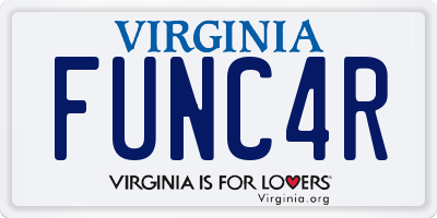 VA license plate FUNC4R