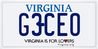 VA license plate G3CEO