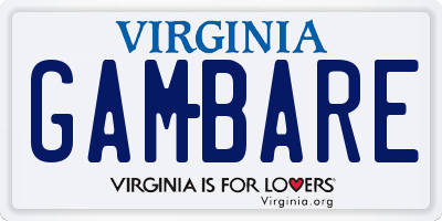 VA license plate GAMBARE