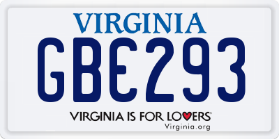 VA license plate GBC293
