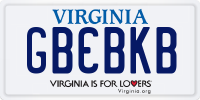 VA license plate GBCBKB
