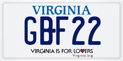 VA license plate GBF22