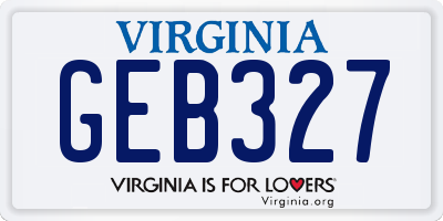 VA license plate GEB327