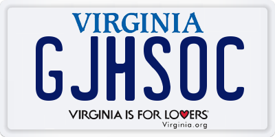 VA license plate GJHSOC