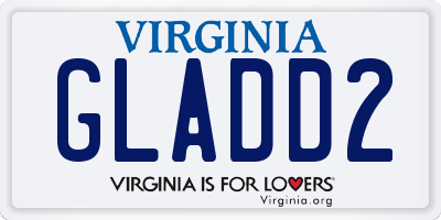 VA license plate GLADD2