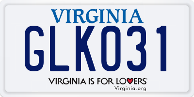 VA license plate GLK031