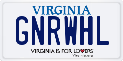 VA license plate GNRWHL