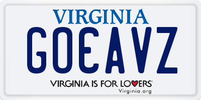 VA license plate GOCAVZ