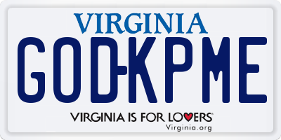 VA license plate GODKPME