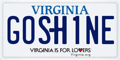 VA license plate GOSH1NE