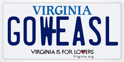 VA license plate GOWEASL