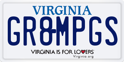 VA license plate GR8MPGS