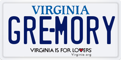 VA license plate GREMORY