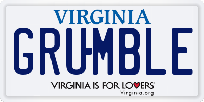 VA license plate GRUMBLE
