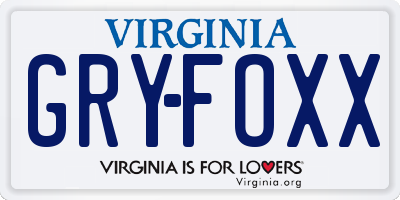 VA license plate GRYFOXX