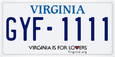 VA license plate GYF1111