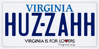VA license plate HUZZAHH
