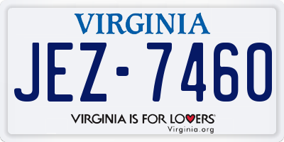 VA license plate JEZ7460