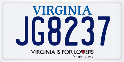 VA license plate JG8237