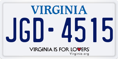 VA license plate JGD4515