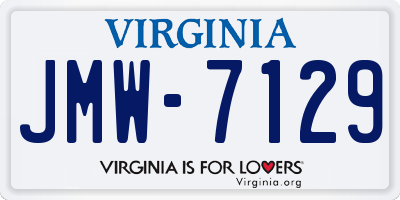 VA license plate JMW7129